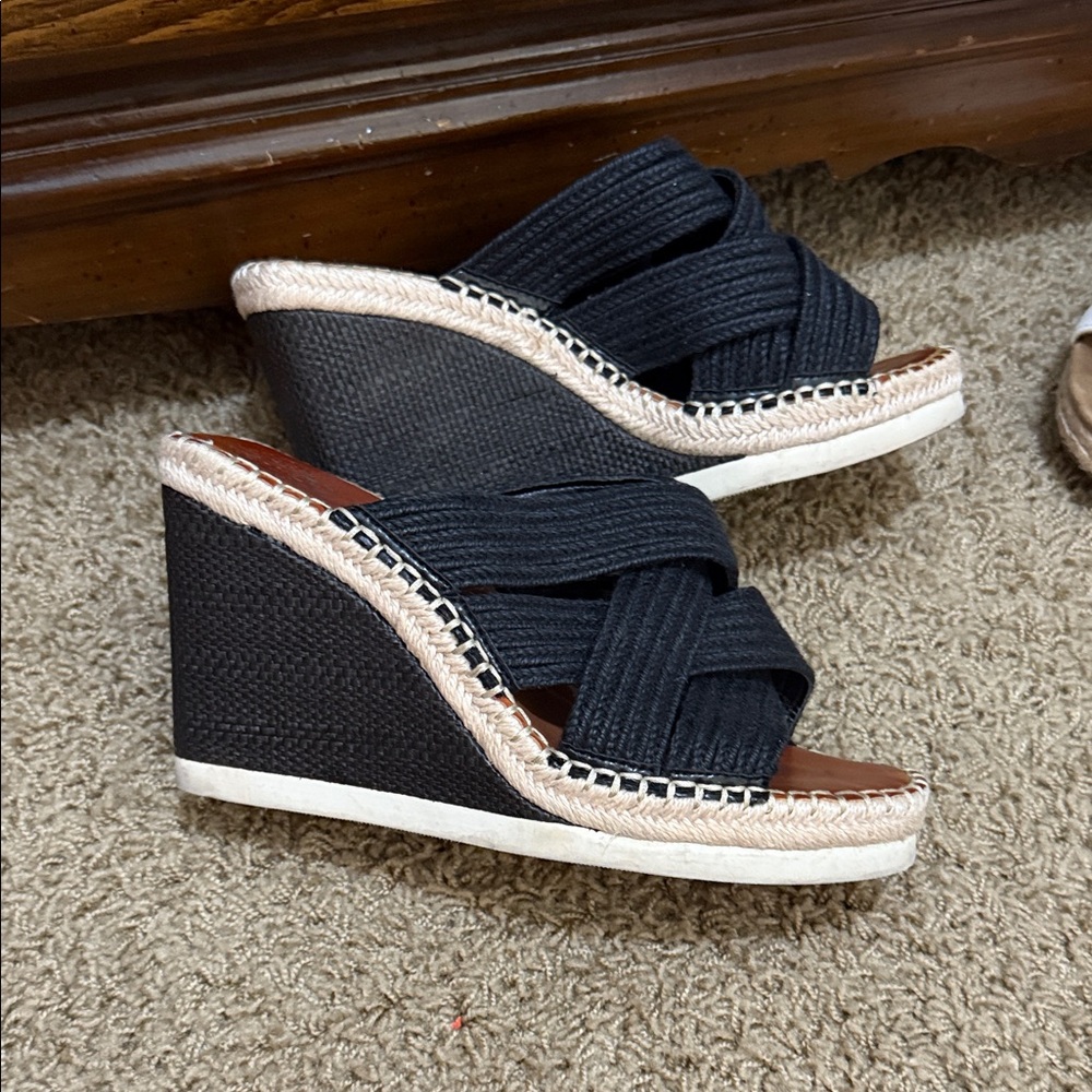 Vince Camuto Black Woven Wedges